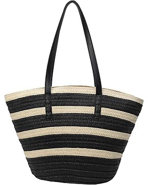 Rejolly Straw Tote Bag for Women Beach Summer Vacation Handbags Large Woven Shoulder Purse with Z... | Amazon (US)
