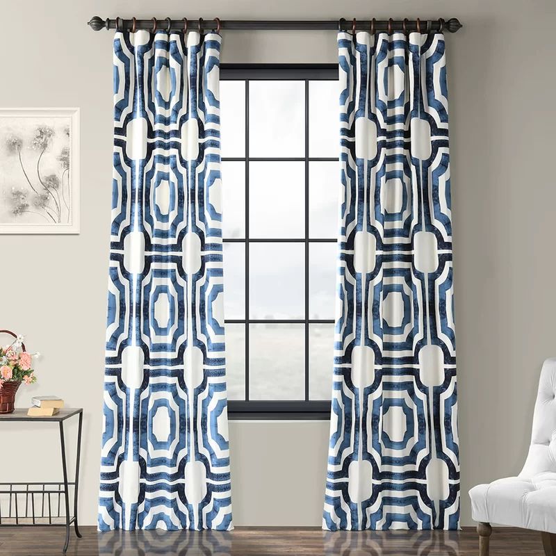 Donato Cotton Geometric Room Darkening Rod Pocket Single Curtain Panel | Wayfair North America