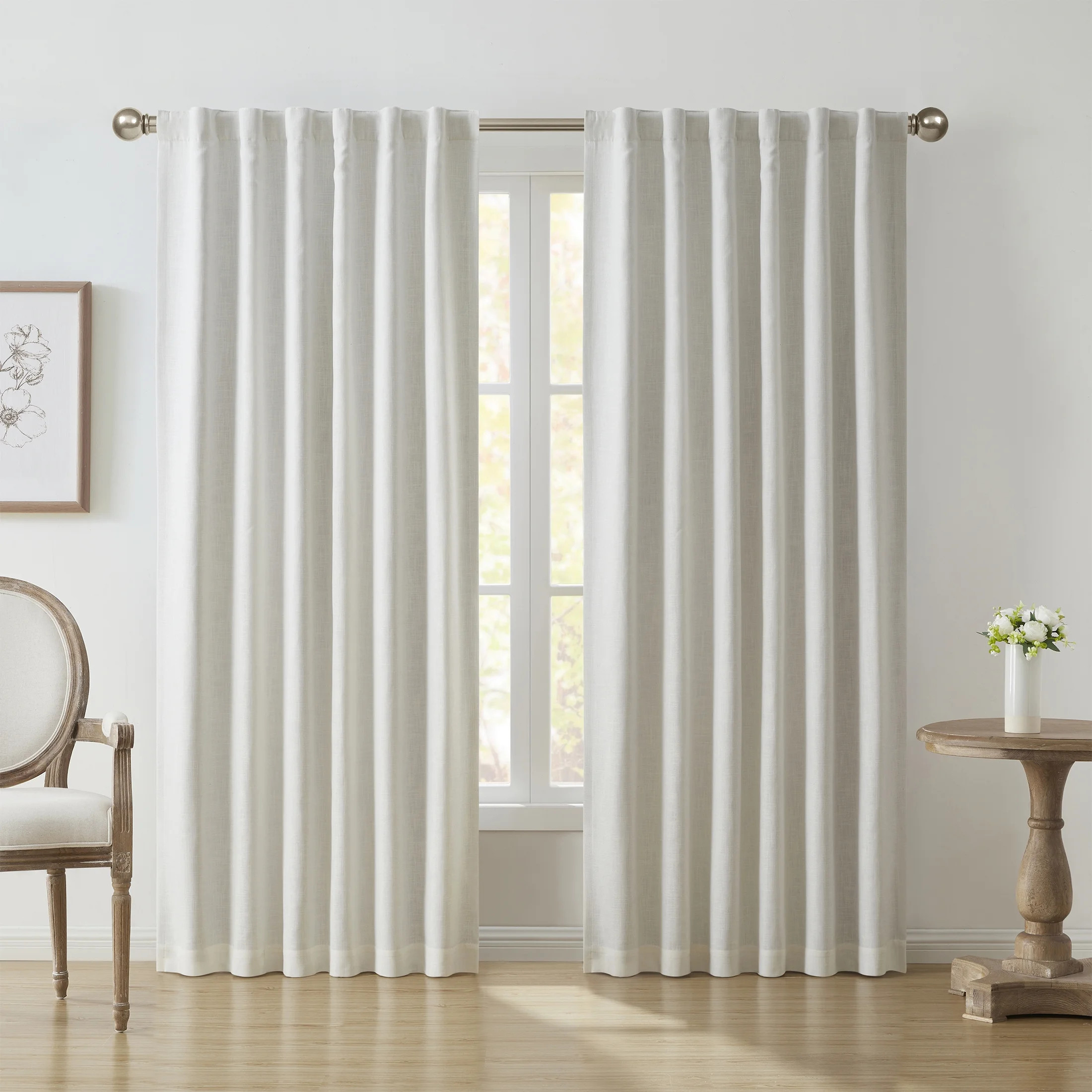 My Texas House Solid Ivory Rod Pocket Back Tab Blackout Curtain Panel, 52" x 84" | Walmart (US)