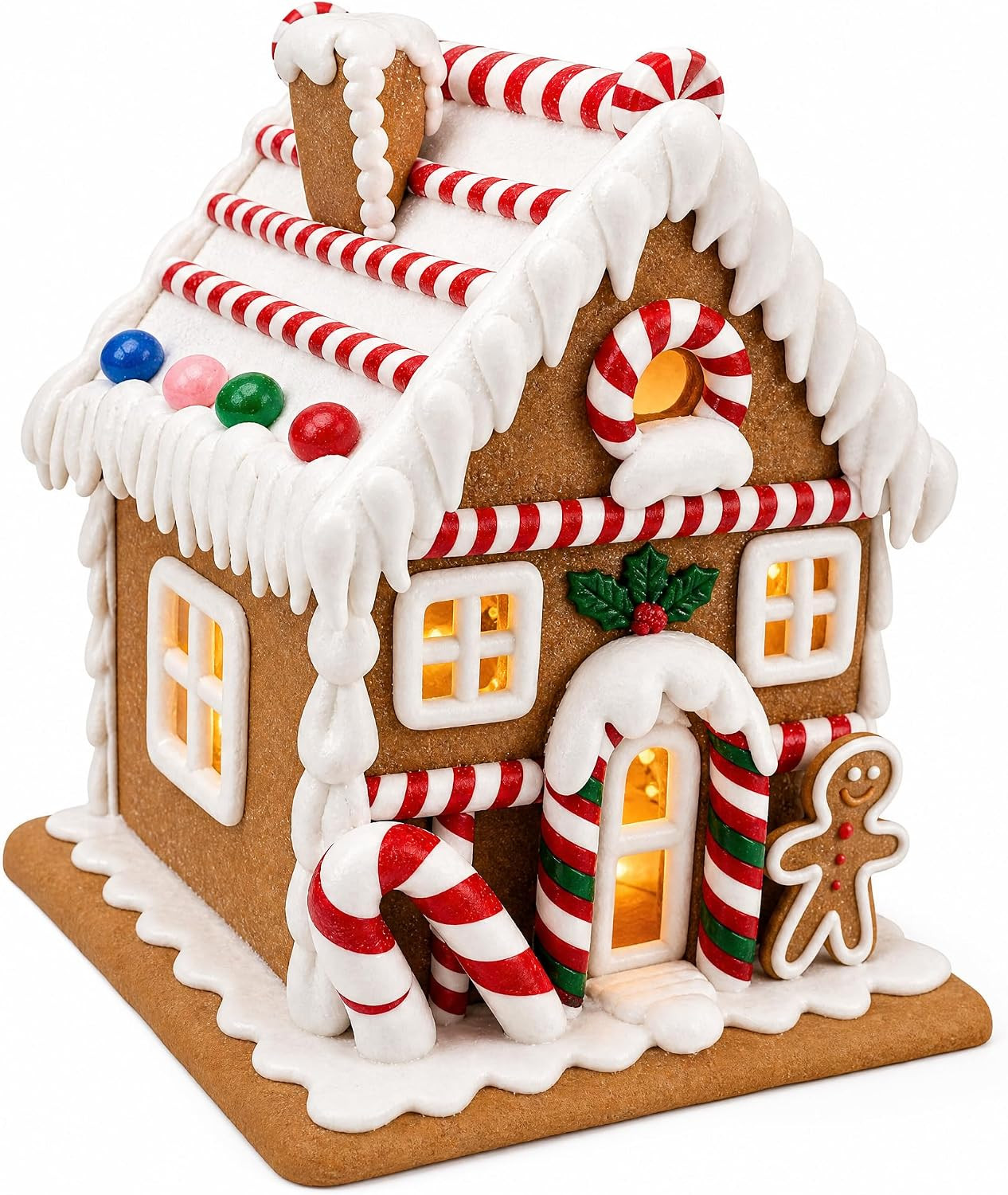 Gingerbread Christmas Decorations, 6 Inch Gingerbread House,Battery Powered Christmas Cottage LED Gingerbread House Decorations, Desktop Decor, Home Ornaments Christmas Decor Indoor | Amazon (US)