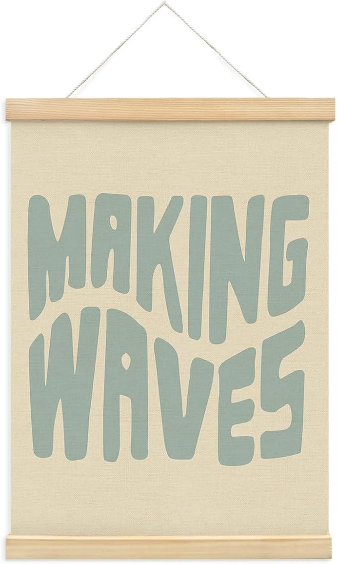 PLKMN Surf Beach Wall Decor, Making Waves Wall Art with Wooden Poster Hanger, Summer Coastal Wall... | Amazon (US)