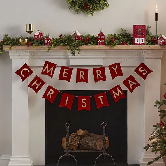 Merry Christmas Velvet Bunting Red Christmas Garland | Etsy | Etsy (US)