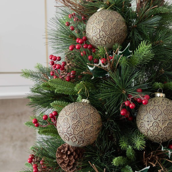 Rustic Green Glass Ornament (4 Pack) | King of Christmas