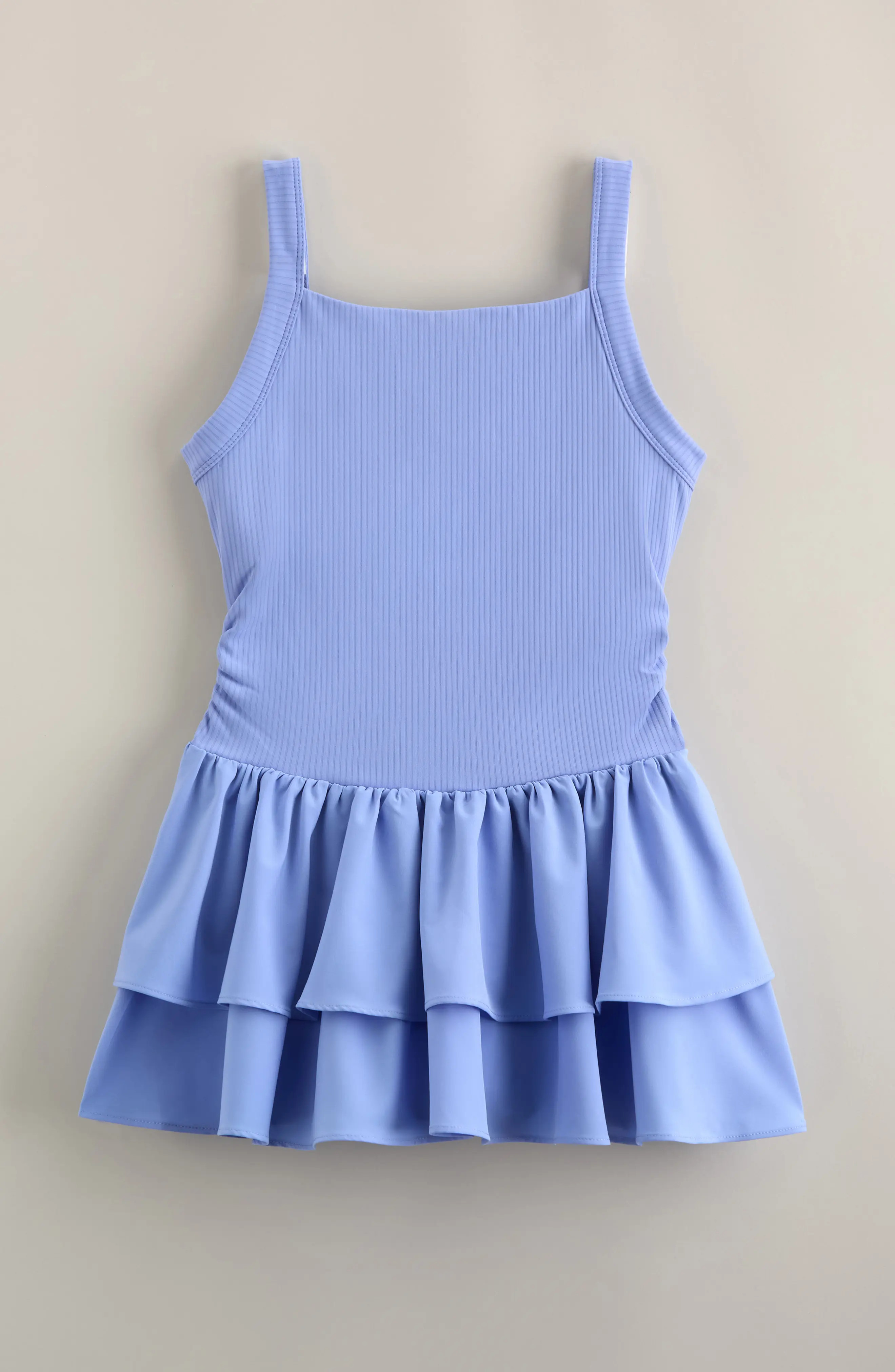 Zella Girl Kids' Tiered Volley Dress in Blue Hydrangea at Nordstrom, Size Large | Nordstrom