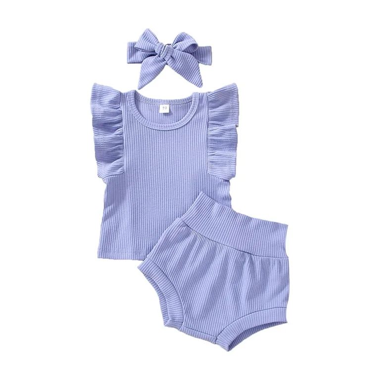 CenturyX 0-24M 3PCS Newborn Infant Baby Girl 3Pcs Summer Clothing Set Sleeveless Solid Top Shirts... | Walmart (US)
