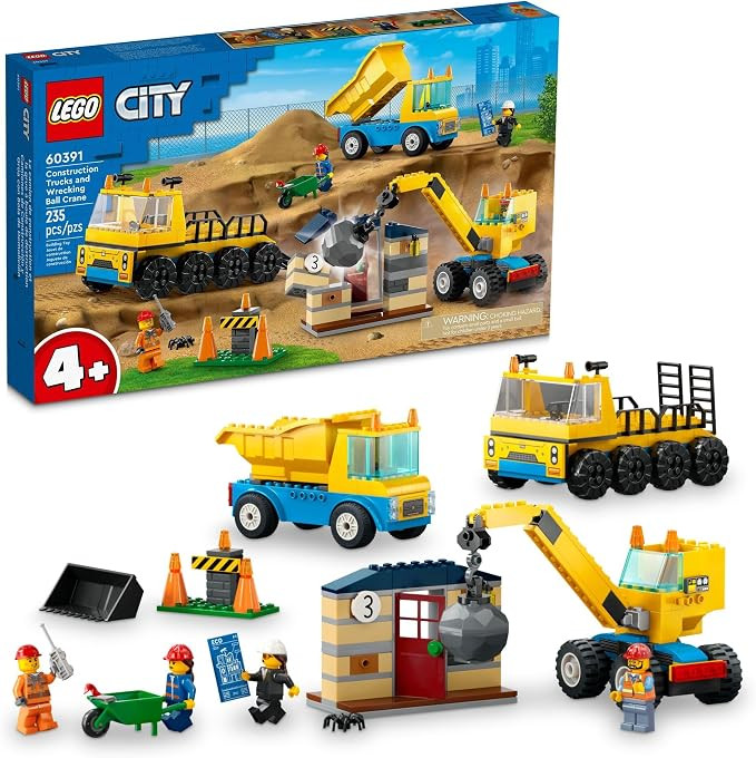 LEGO City Construction Trucks and Wrecking Ball Crane 60391 Building Toy Set for Toddler Kids Age... | Amazon (US)