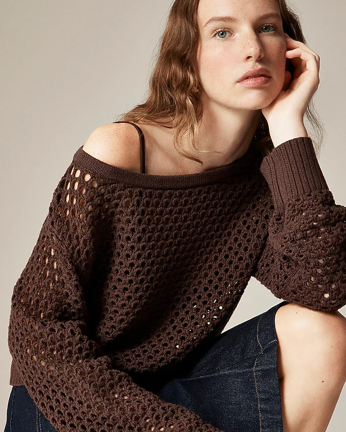 Pointelle boatneck sweater | J. Crew US