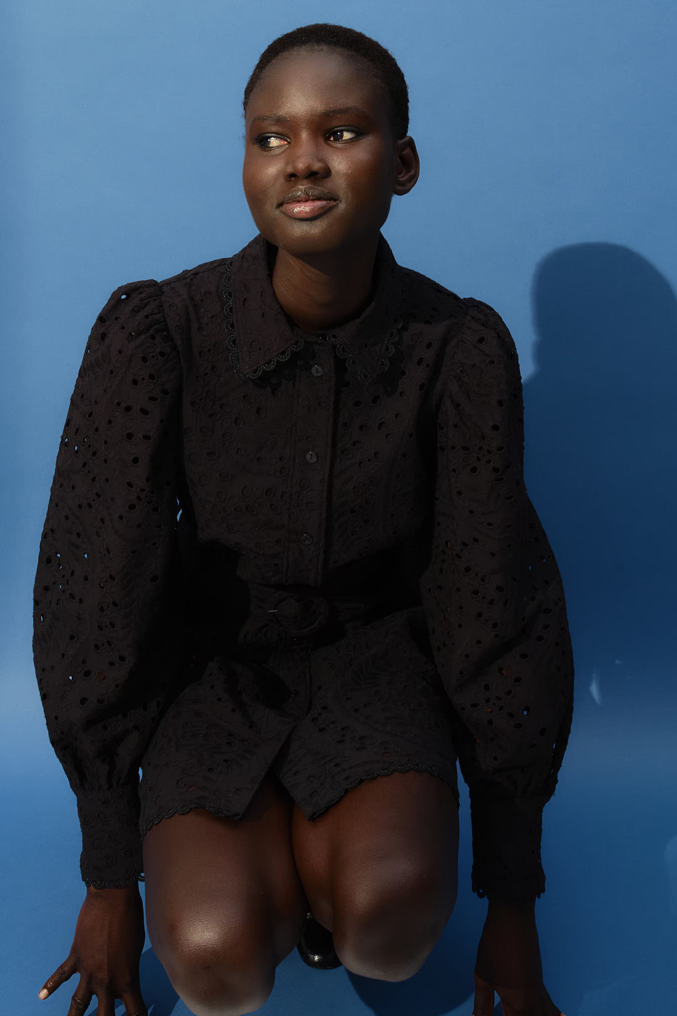 Broderie anglaise shirt dress - Navy blue - Ladies | H&M GB | H&M (UK, MY, IN, SG, PH, TW, HK)