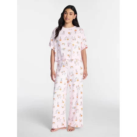 Way to Celebrate Women's Hacci Knit Short Sleeve Sleep Top, Sizes XS to 3X | Walmart (US)
