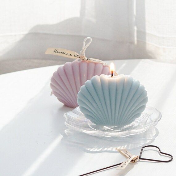 Seashell Candle - Shell Candle, Pastel Dreamy Aesthetic Vibe Mood, Ocean Beach House Mermaid, Des... | Etsy (US)