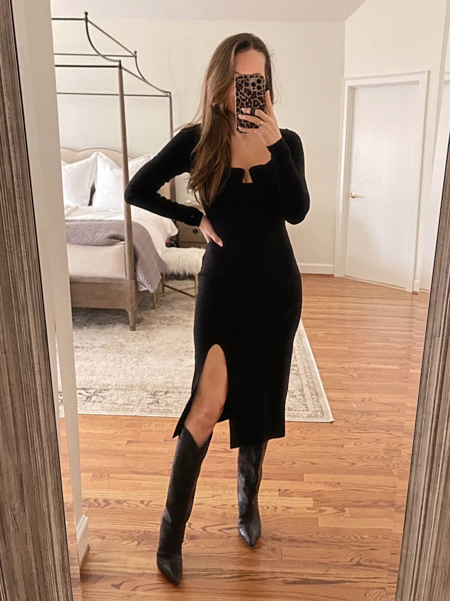 Abercrombie knit dress on sale for under $50! Runs true to size (wearing S) and bump friendly! Paired with Schutz Maryana boots (run tts)  

#LTKFind #LTKunder50 #LTKSeasonal