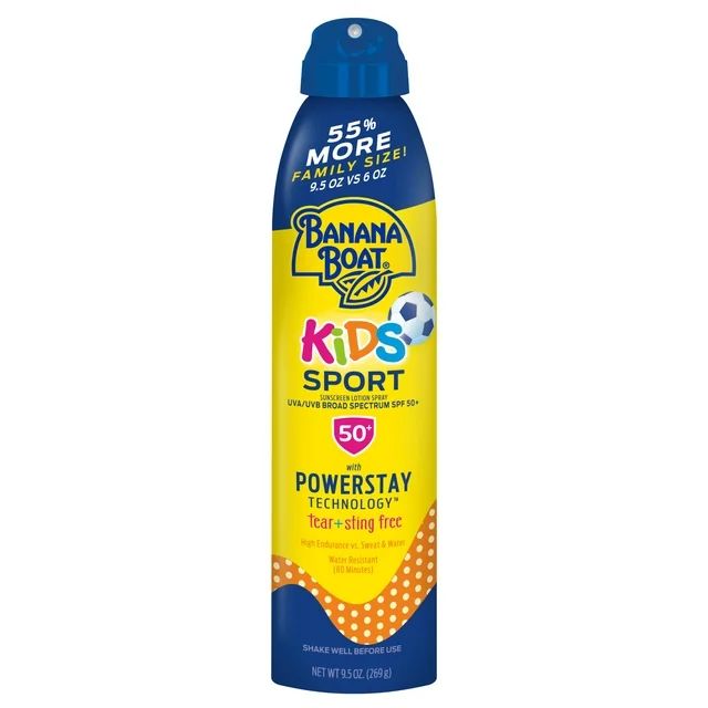 Banana Boat Kids Sport Sunscreen Spray SPF 50, Family Size Sunscreen, 9.5oz | Walmart (US)