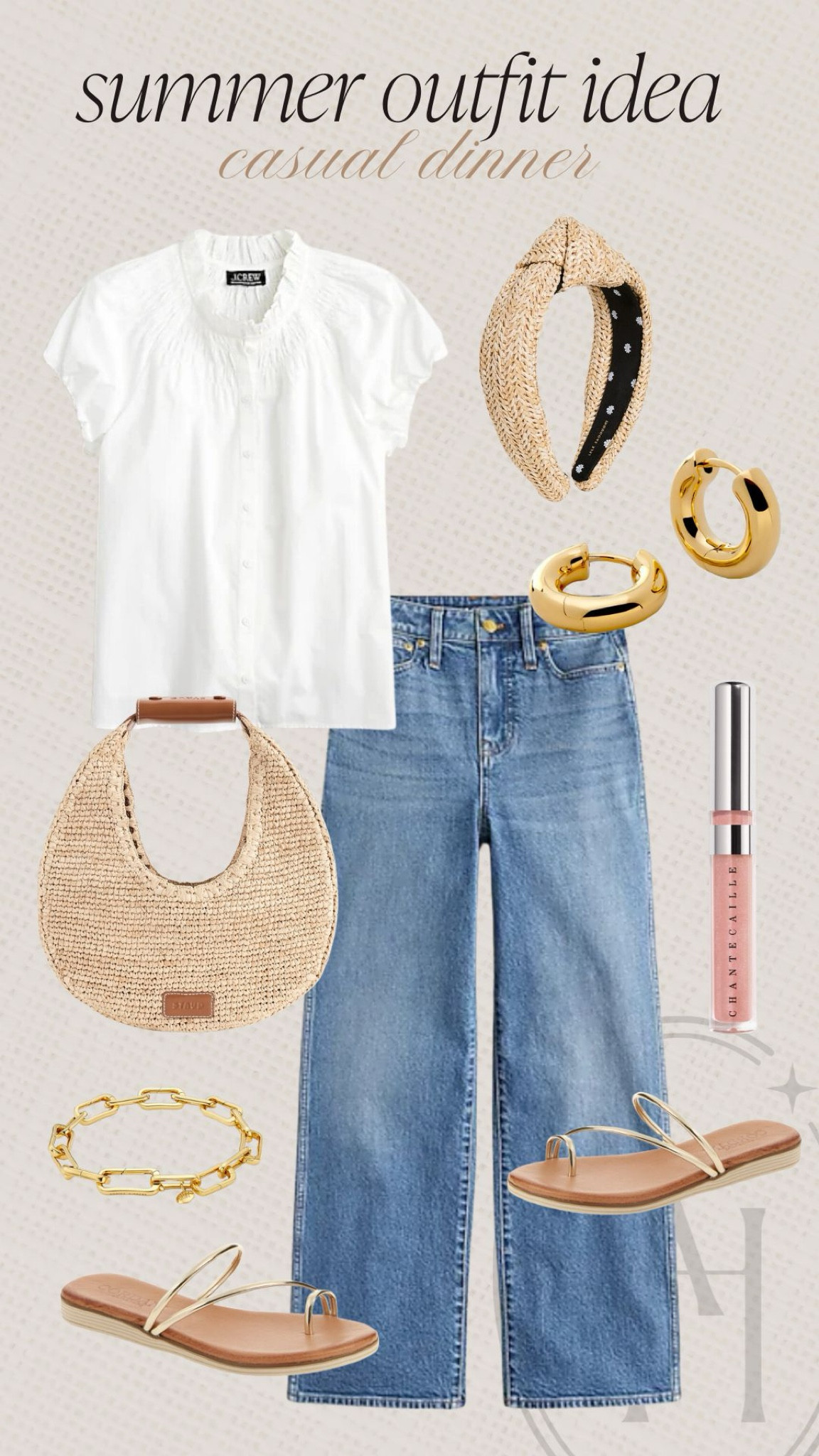 Casual summer outfit idea. I love these wide leg jeans and raffia bag. 

#LTKBeauty #LTKStyleTip #LTKSeasonal