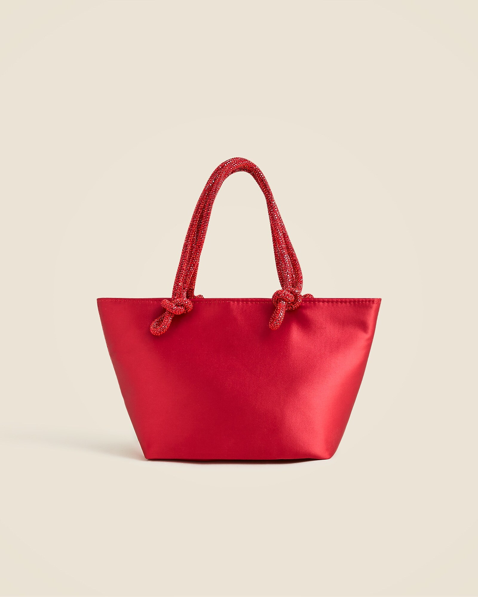 Small satin tote with crystal handles | J. Crew US