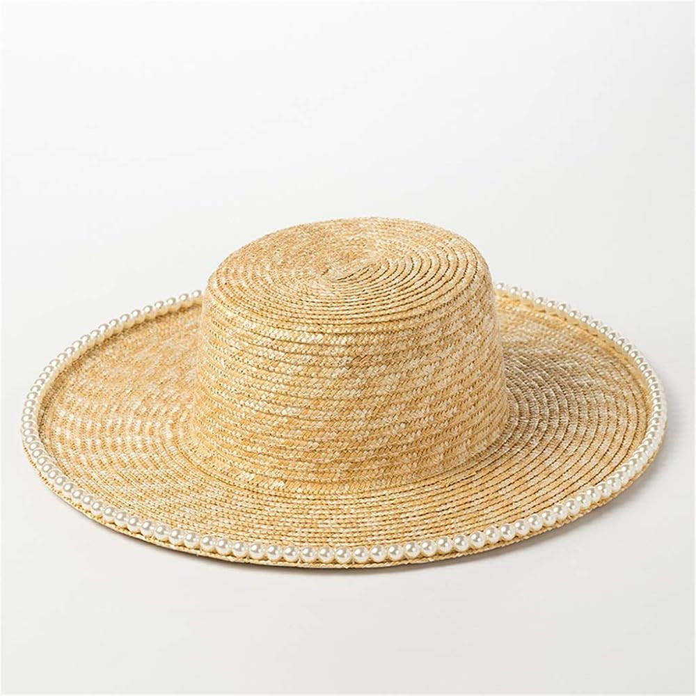 Womens Fashion Pearl Chain Sun Hat Black,Straw Hats for Women,Beach Cap UPF 50, Casual Womens Sum... | Amazon (US)