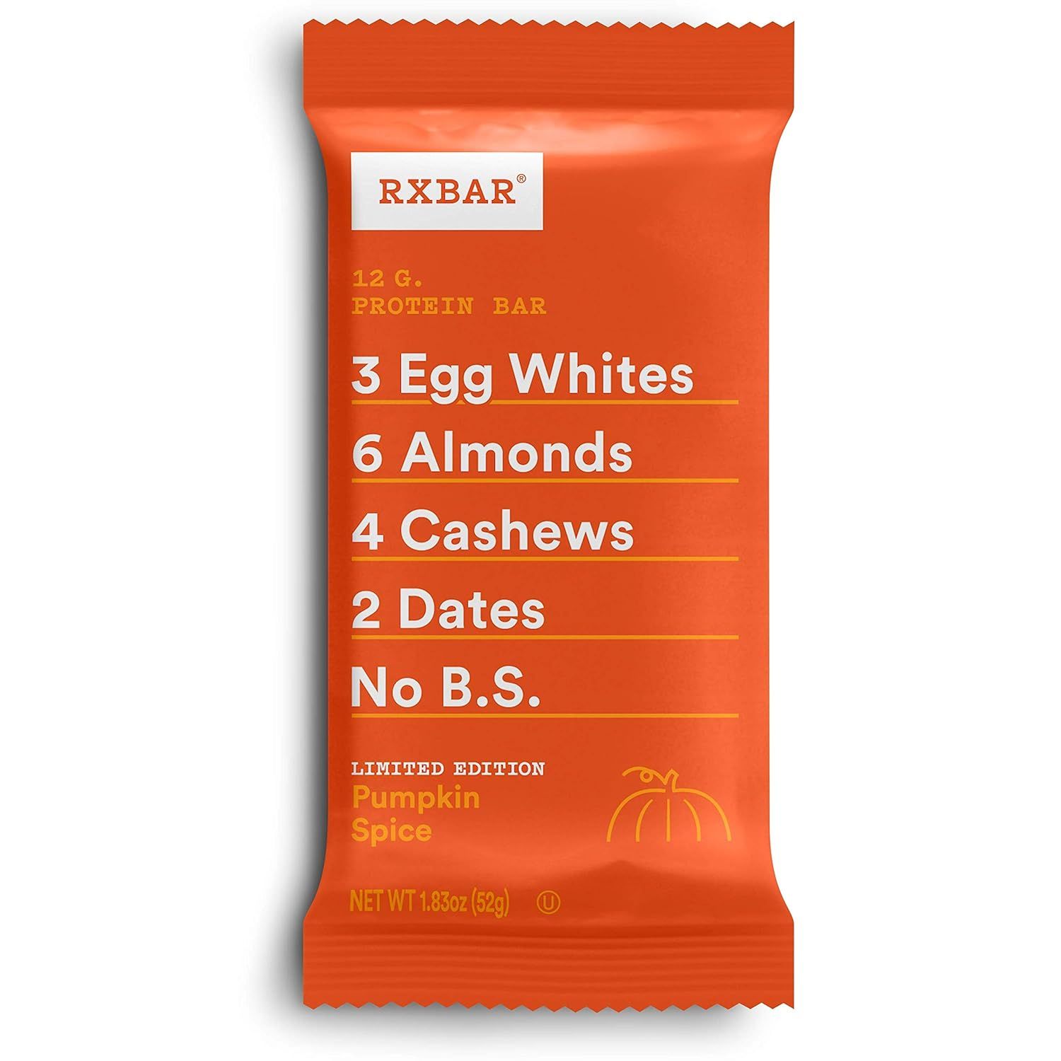 RXBAR, Pumpkin Spice, Protein Bar, 1.83 Ounce (Pack of 12), High Protein Snack, Gluten Free | Amazon (US)