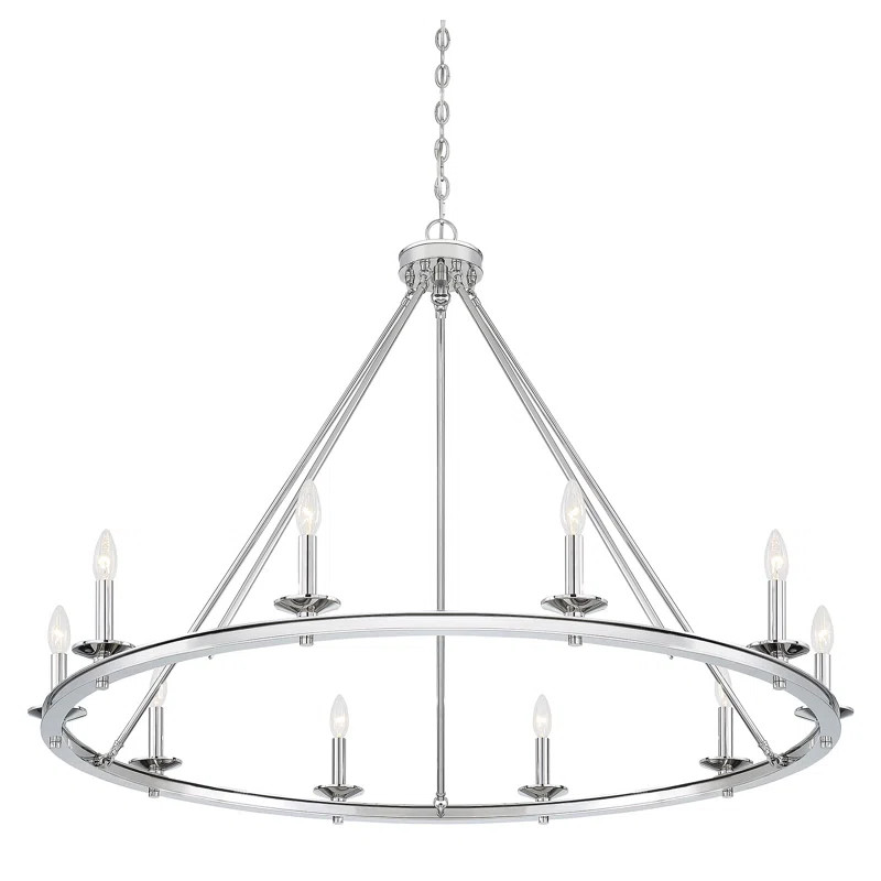 Poynor 10 - Light Candle Style Wagon Wheel Chandelier | Wayfair North America