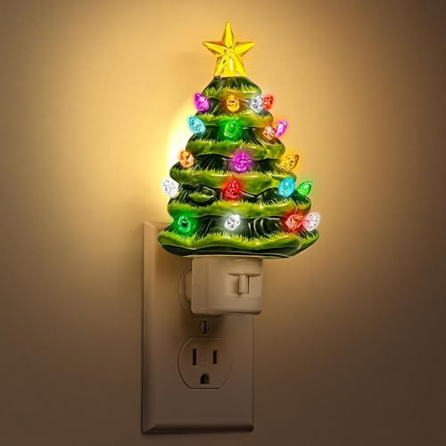 JandCase Christmas Tree Night Light, 3000K Night Lights Plug into Wall,Cute & Funny Christmas Night Light for kids,Plug in Vintage Decor Nightlight with 360° Rotatable for Home Party Decor,1 Pack | Amazon (US)
