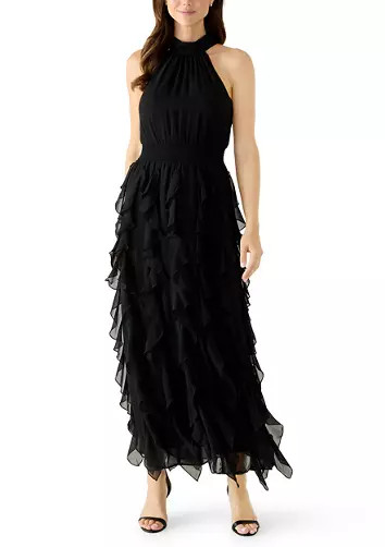 Women's Halter Neck Ruffle Skirt Maxi Dress | Belk