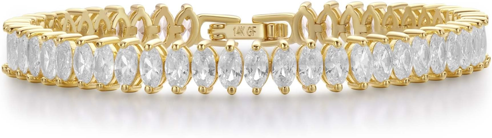 14K Gold Filled Tennis Bracelet for Women- Classic Gold Bracelet for Women, Oval Stone Cut Bracel... | Amazon (US)