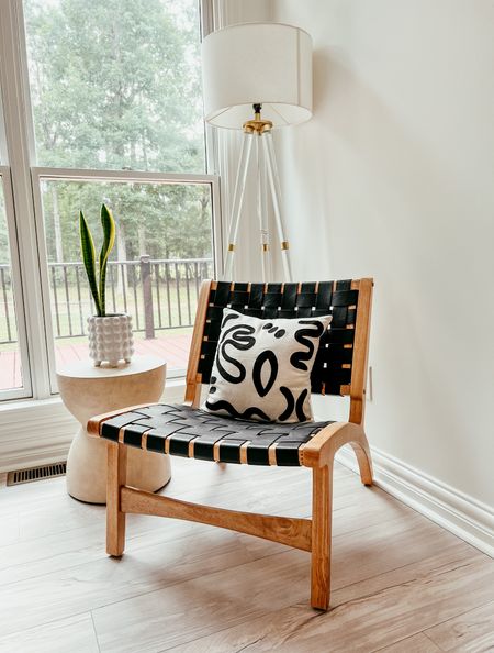 Favorite accent chair at home! Love this corner of our home, which includes this beautiful TARGET Studio McGee accent chair in wood and leatherette black. Paired with an acrylic, white and gold floor lamp and TARGET stone table. Similar floor lamp is sold out, tagging similar  

#LTKSeasonal #LTKhome #LTKFind