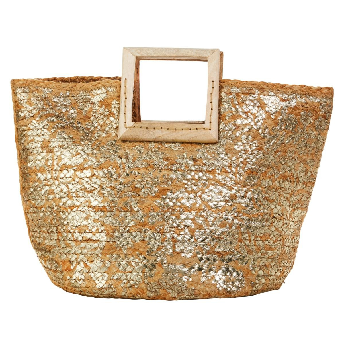 Antik Kraft Printed Gold Straw Tote | HSN | HSN