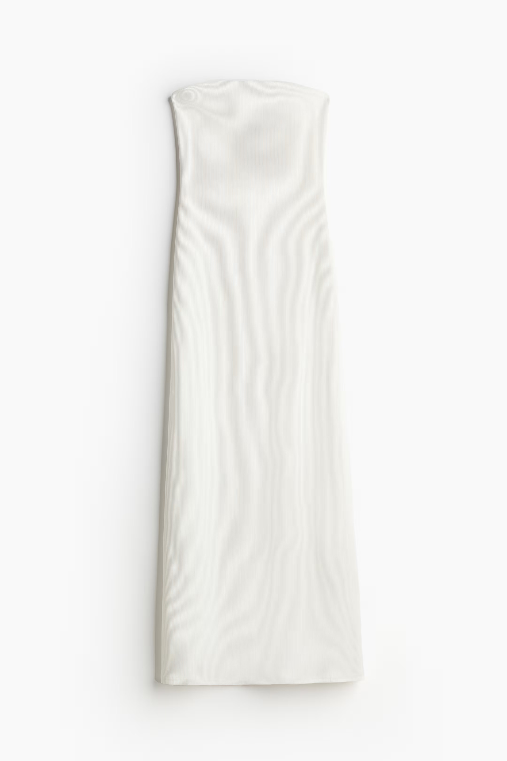 Ribbed bandeau dress - Sleeveless - Midi - Cream - Ladies | H&M GB | H&M (UK, MY, IN, SG, PH, TW, HK)