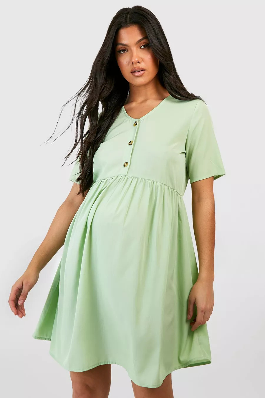 Maternity Button Down Smock Dress | Boohoo.com (US & CA)