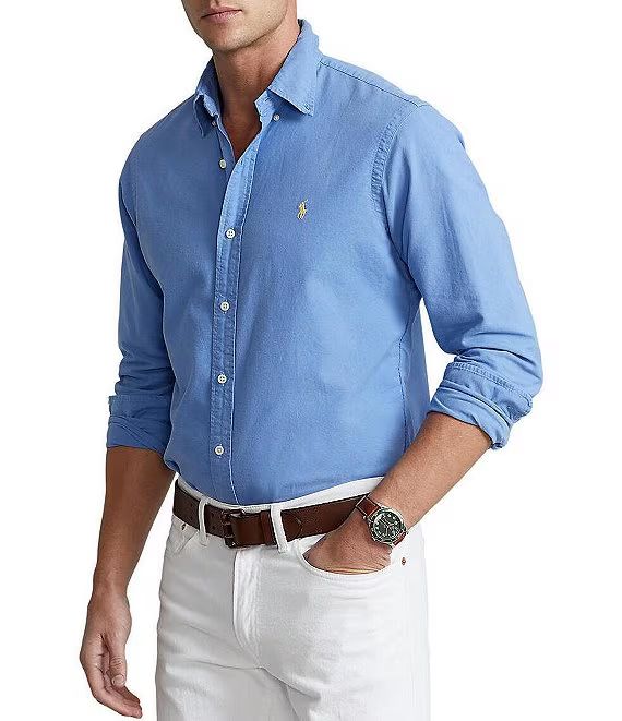 Solid Garment-Dye Oxford Long-Sleeve Woven Shirt | Dillard's