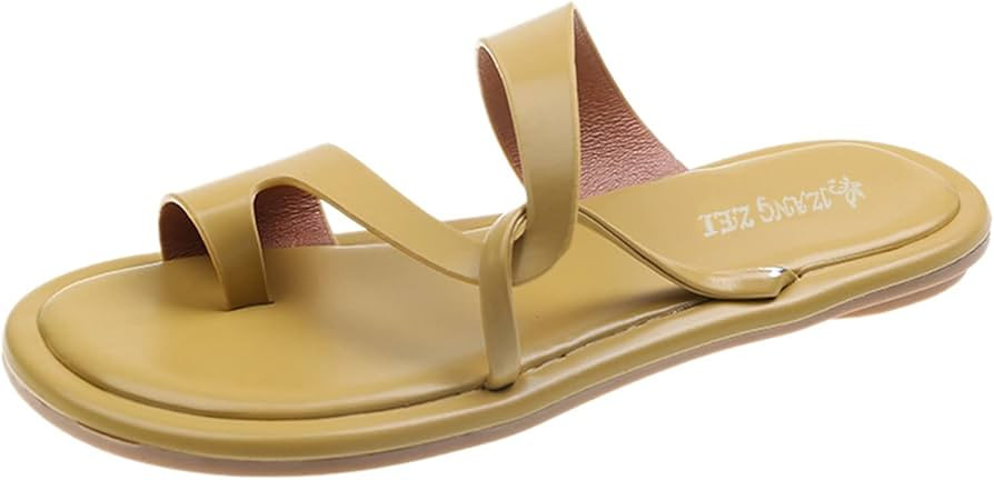 SuanlaTDS Fashion Spring and Summer Women Sandals Flat Toe Solid Color Casual Breathable Light an... | Amazon (US)