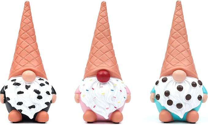 Madanar Ice Cream Resin Gnomes 3 Piece Set Mint Oreo Strawberry Sprinkles Birthday Decor for Tier... | Amazon (US)
