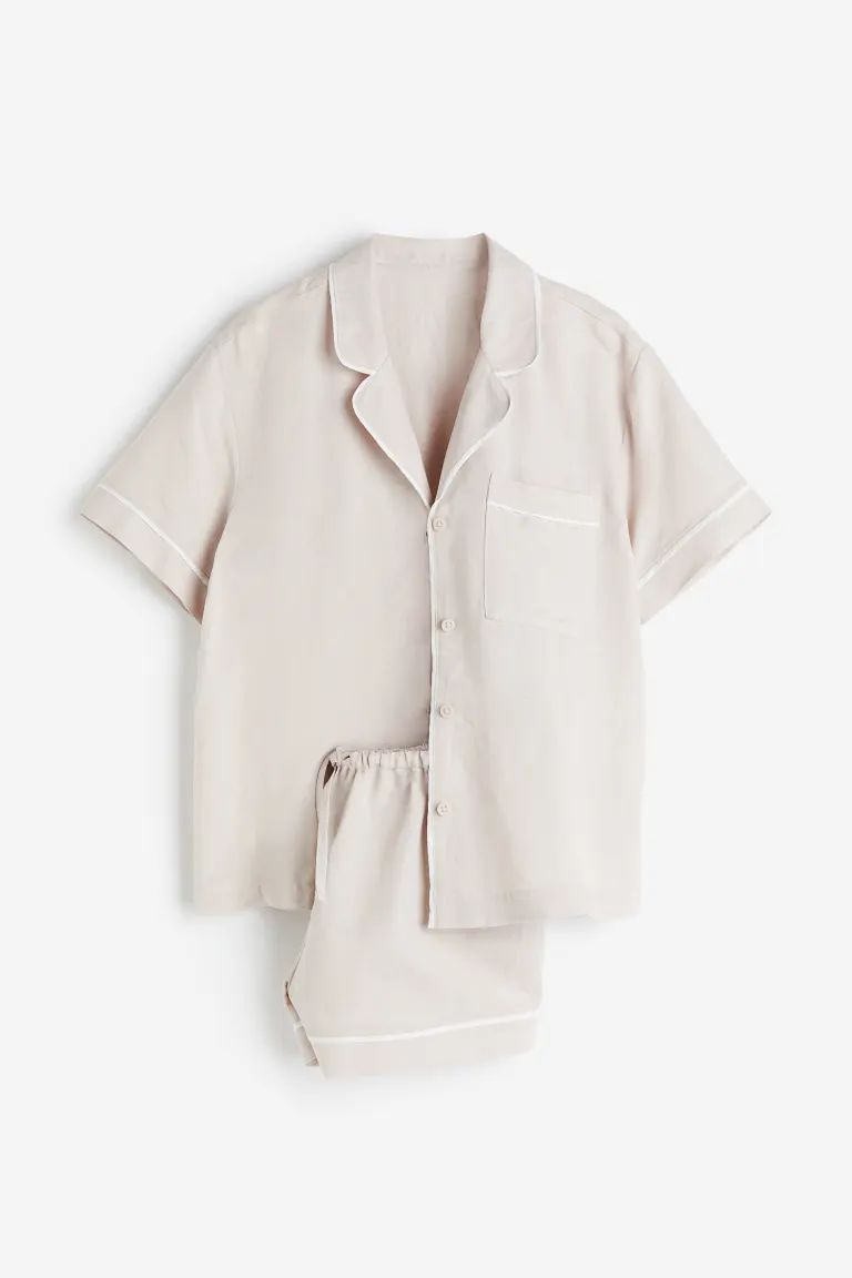 Linen-blend Pajamas - Light beige - Ladies | H&M US | H&M (US + CA)