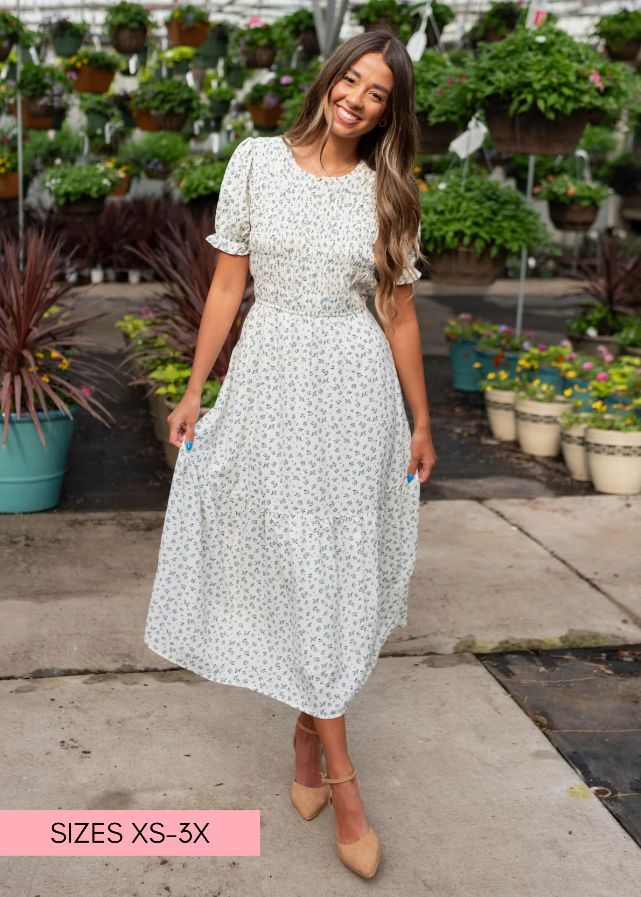 Layla Blue Floral Smocked Dress | My Sister's Closet Boutique