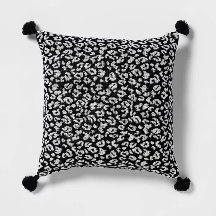 Textured Woven Animal Pattern Square Throw Pillow Black/Cream - Opalhouse™ | Target