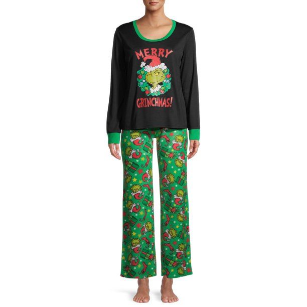 Matching Family Christmas Pajamas Women's and Women's Plus Size Dr. Seuss Grinch 2-Piece Pajama S... | Walmart (US)