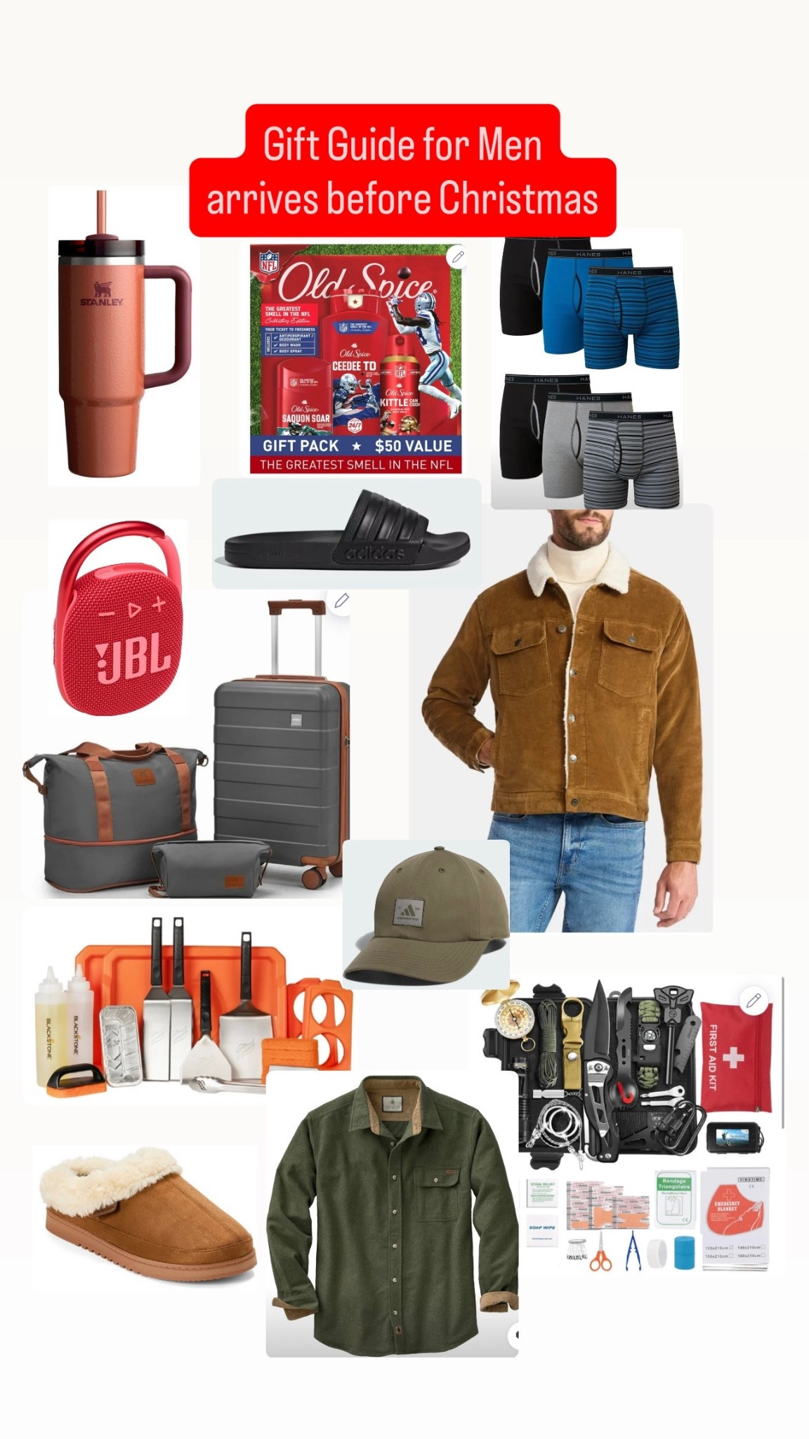 Men’s Gift Guide-arrives before Christmas! #menscoat #cologne #stanley #adidas #luggage #blackstone #firstaidkit #mensshirt #walmart #amazon #mensunderwear #speaker 

#LTKMens #LTKHoliday #LTKGiftGuide