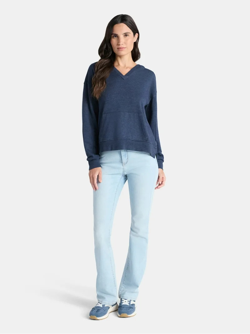 Time and Tru Women's Split Neck Hoodie, Sizes XS-3XL | Walmart (US)