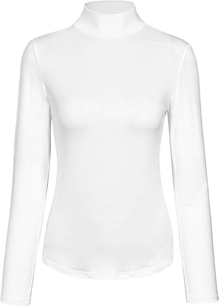 Women’s Slim Fitted Mock Turtleneck Tops Long Sleeve Lightweight Base Layer Shirts | Amazon (US)