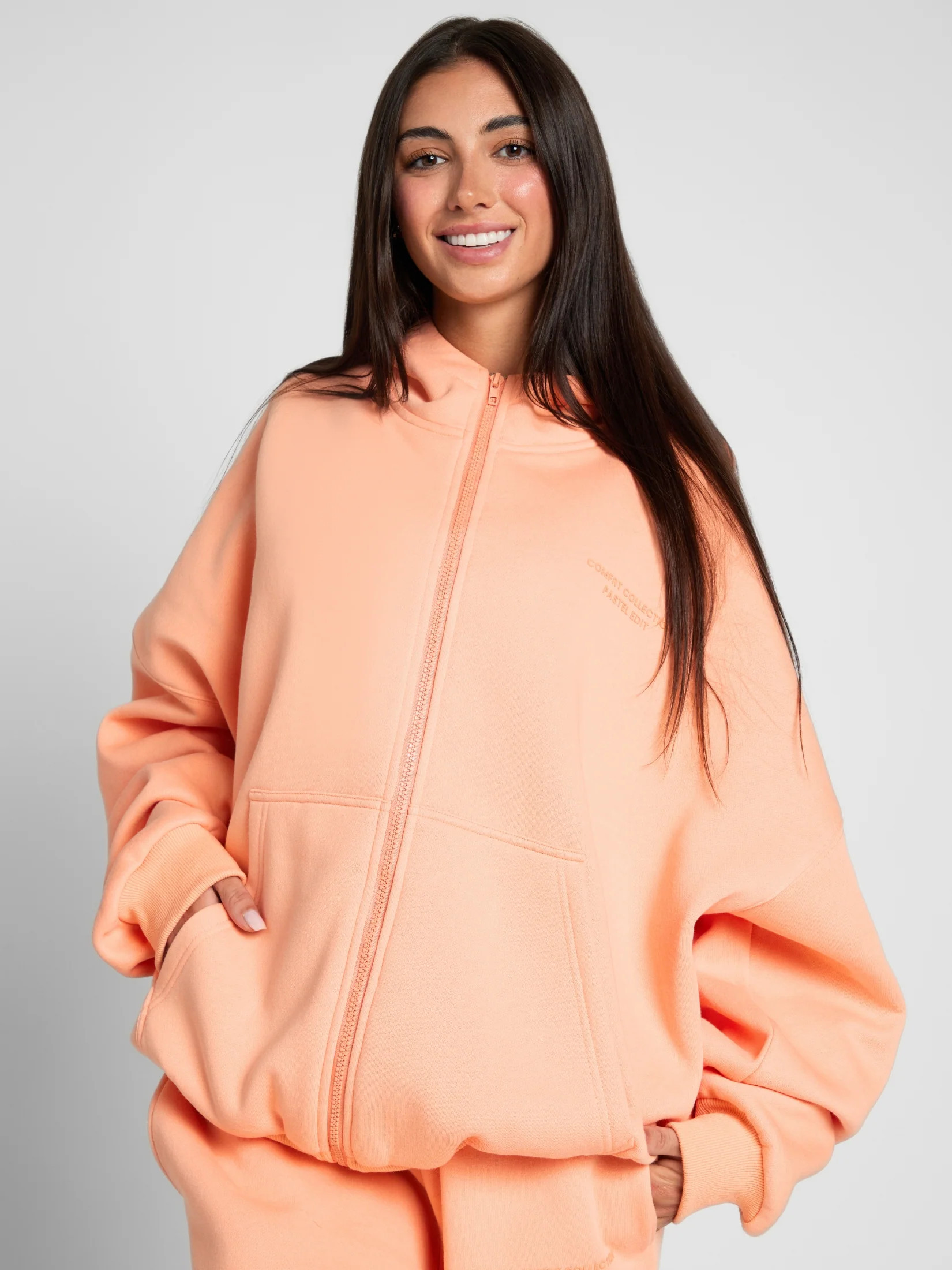 Comfrt Pastel Zip Hoodie | Creamsicle | Orange | Oversized | XL | Comfrt