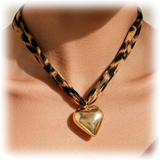 Scarf Necklace with Charm Bandana Necklaces for Women Boho Beach Leopard Choker Necklace | Amazon (US)