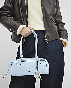 Blue Faux Leather Shoulder Bag | River Island UK & IE