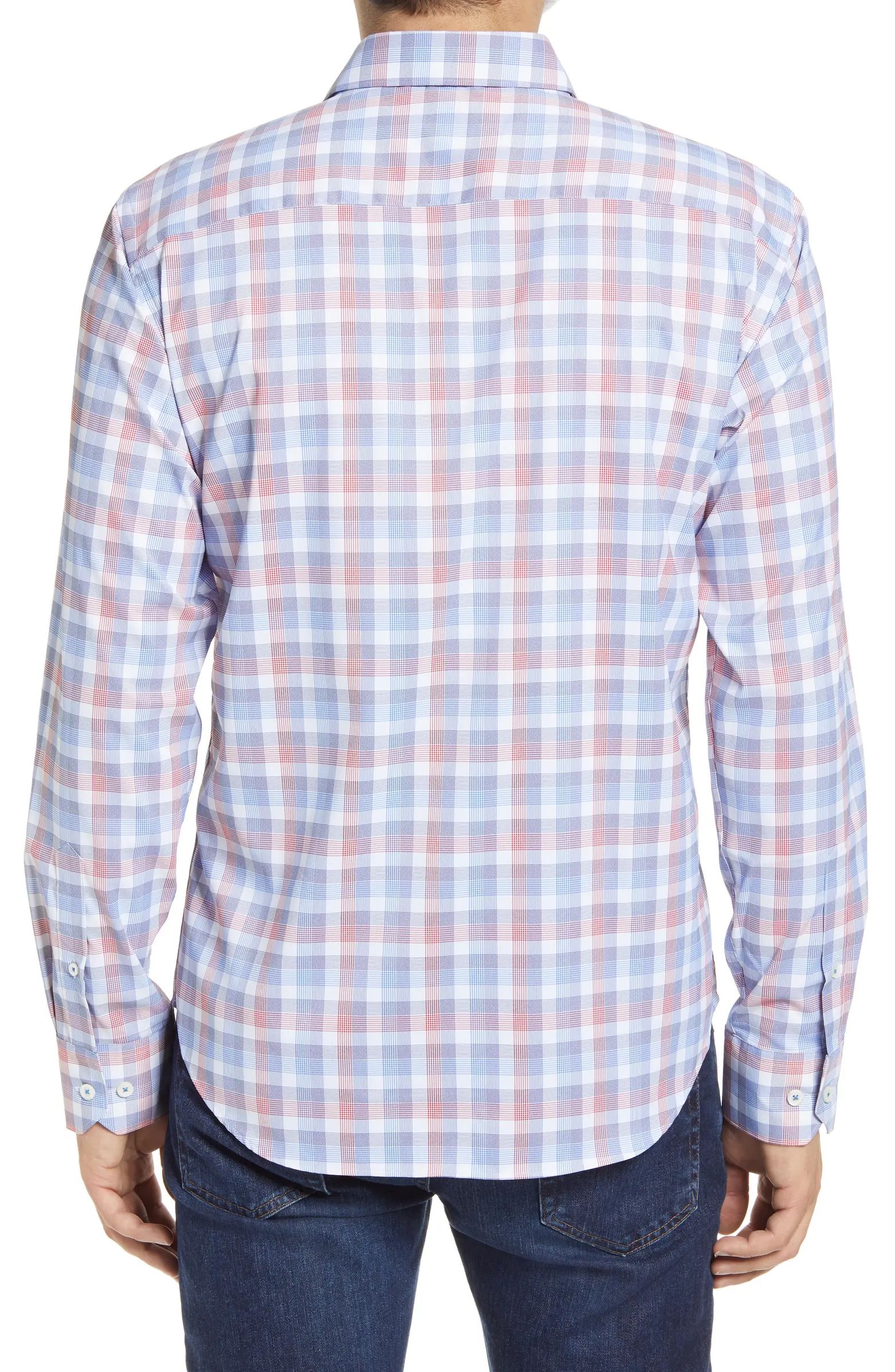 Shaped Fit Plaid Button-Up Performance Shirt | Nordstrom