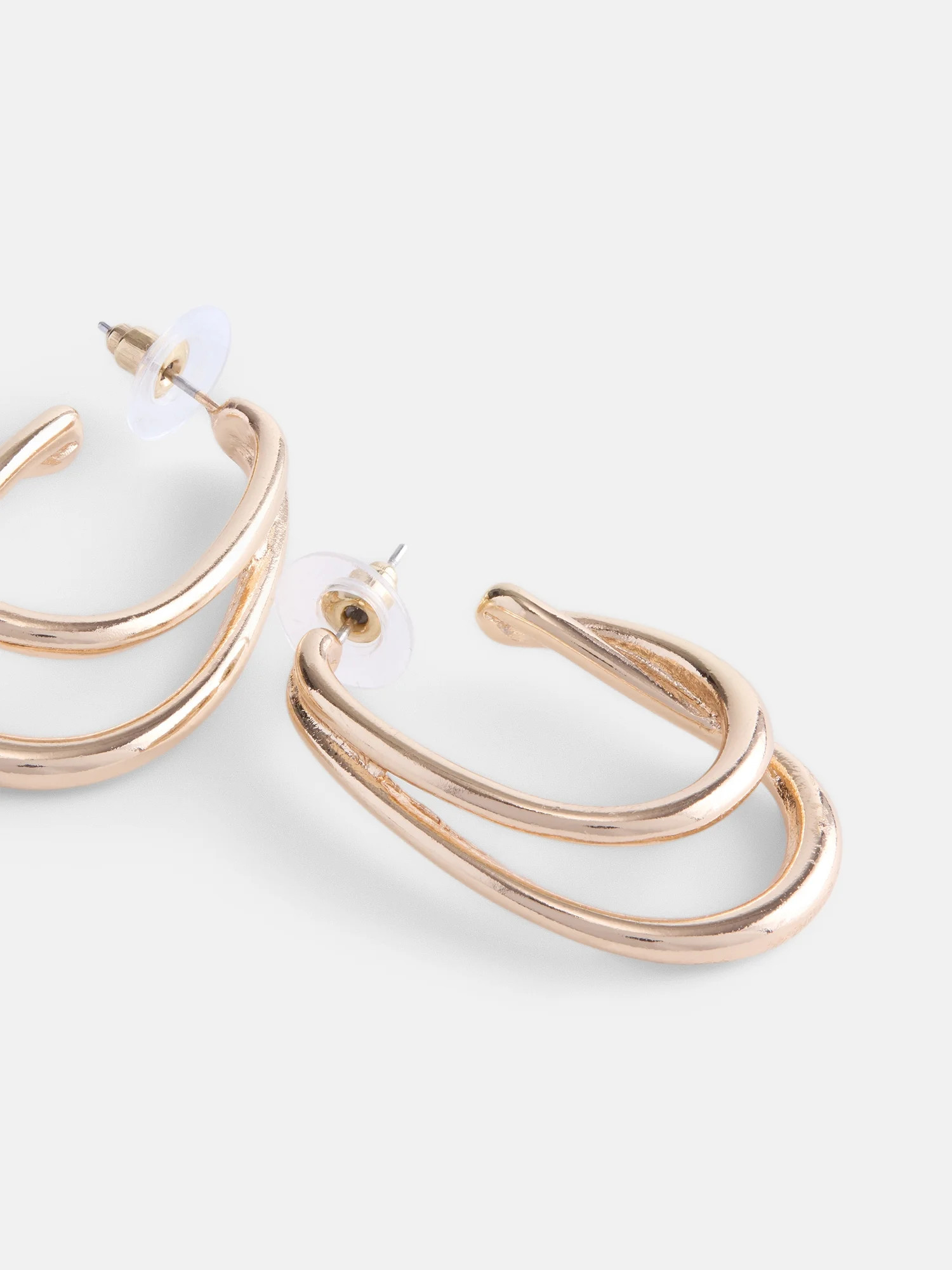 Scenario Women’s Gold Tone Dual Layer Hoop Earrings | Walmart (US)