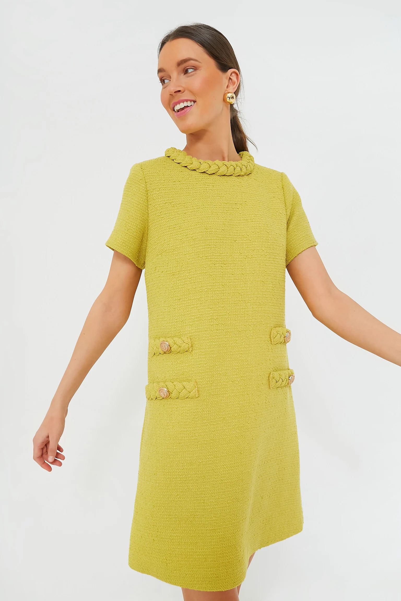 Chartreuse Tweed Jackie Dress | Tuckernuck (US)