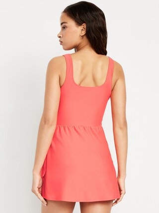 Matte Side-Tie Swim Dress | Old Navy (US)