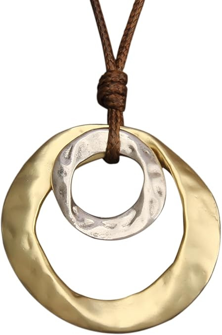 Boho Necklaces for Women Cord Necklace with Pendant Long Silver Necklace Vintage Sweater Necklace... | Amazon (US)