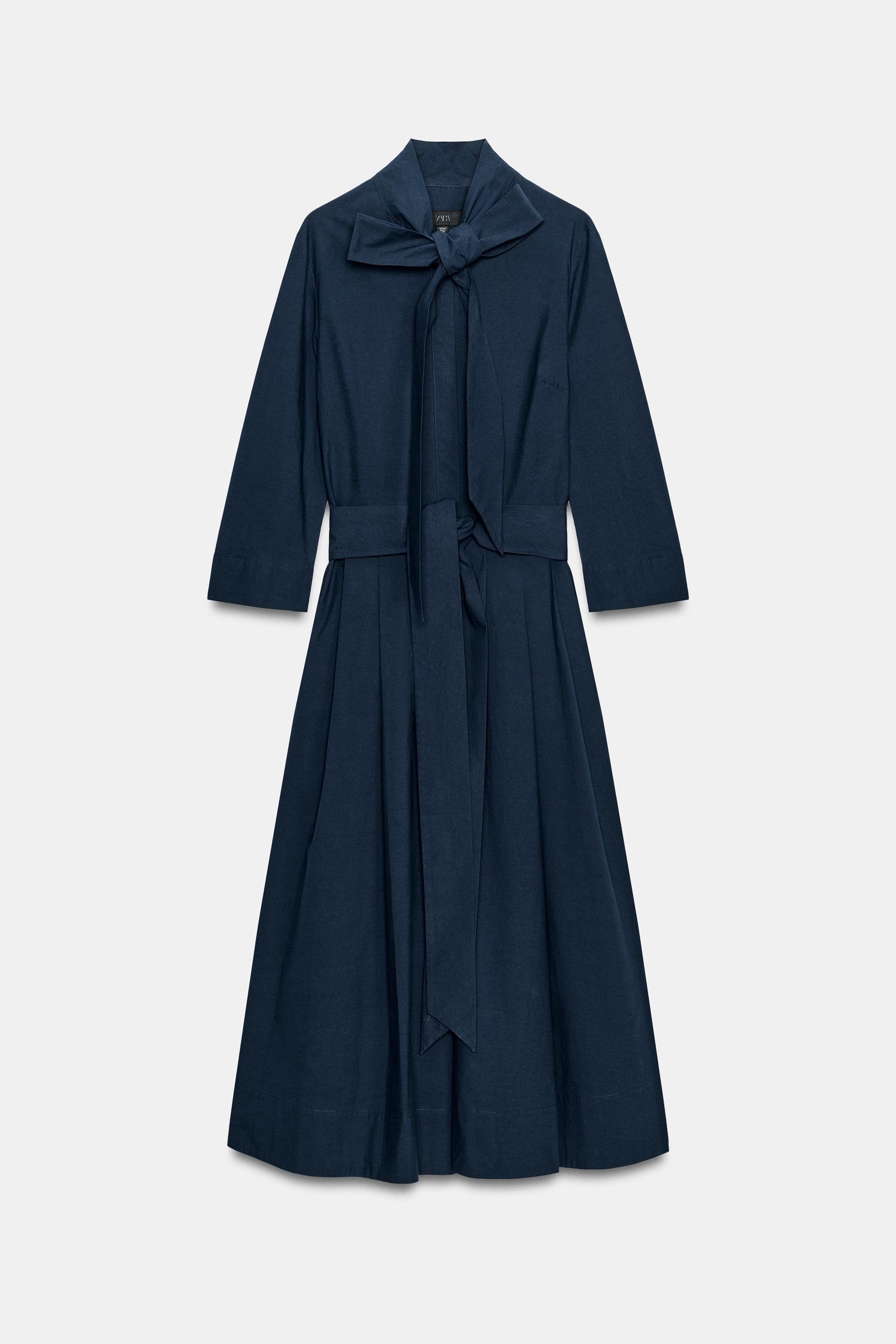 ZW COLLECTION TIED POPLIN DRESS | Zara Canada
