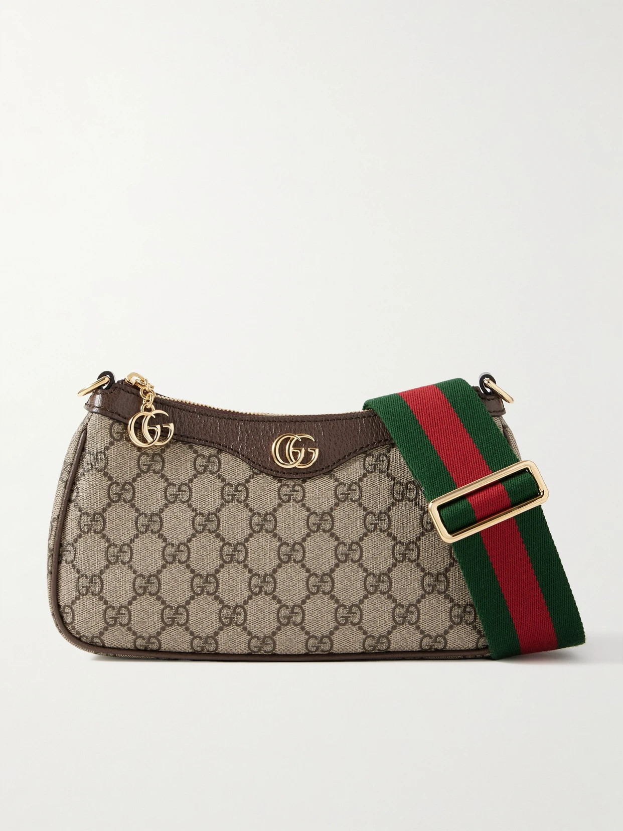 Gucci - Ophidia Textured Leather-trimmed Printed Coated-canvas Shoulder Bag - Neutrals | NET-A-PORTER (US)