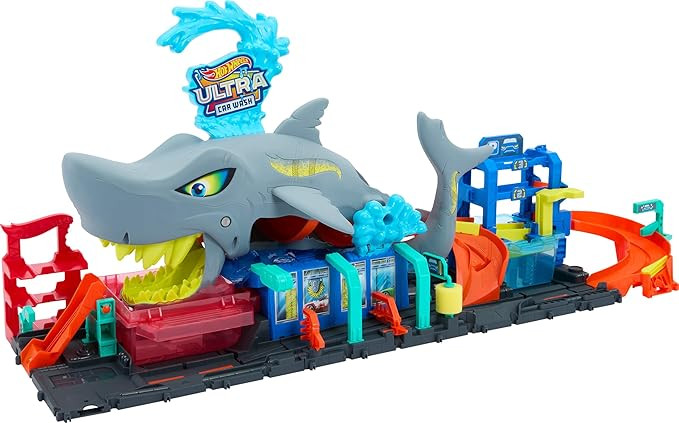 Hot Wheels City Track Set, Ultra Shark Car Wash with 1:64 Scale Color Reveal Toy Vehicle, Repeat ... | Amazon (US)