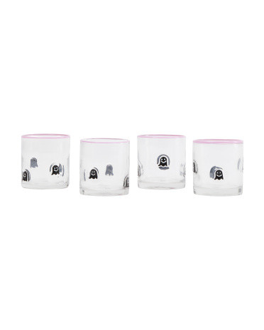 Set Of 4 Ghost Glasses With Purple Rim | TJ Maxx